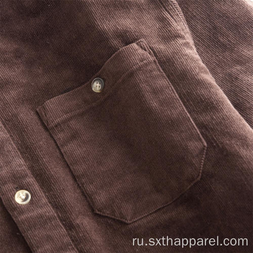 Мужская куртка-рубашка из вельвета кофейного цвета